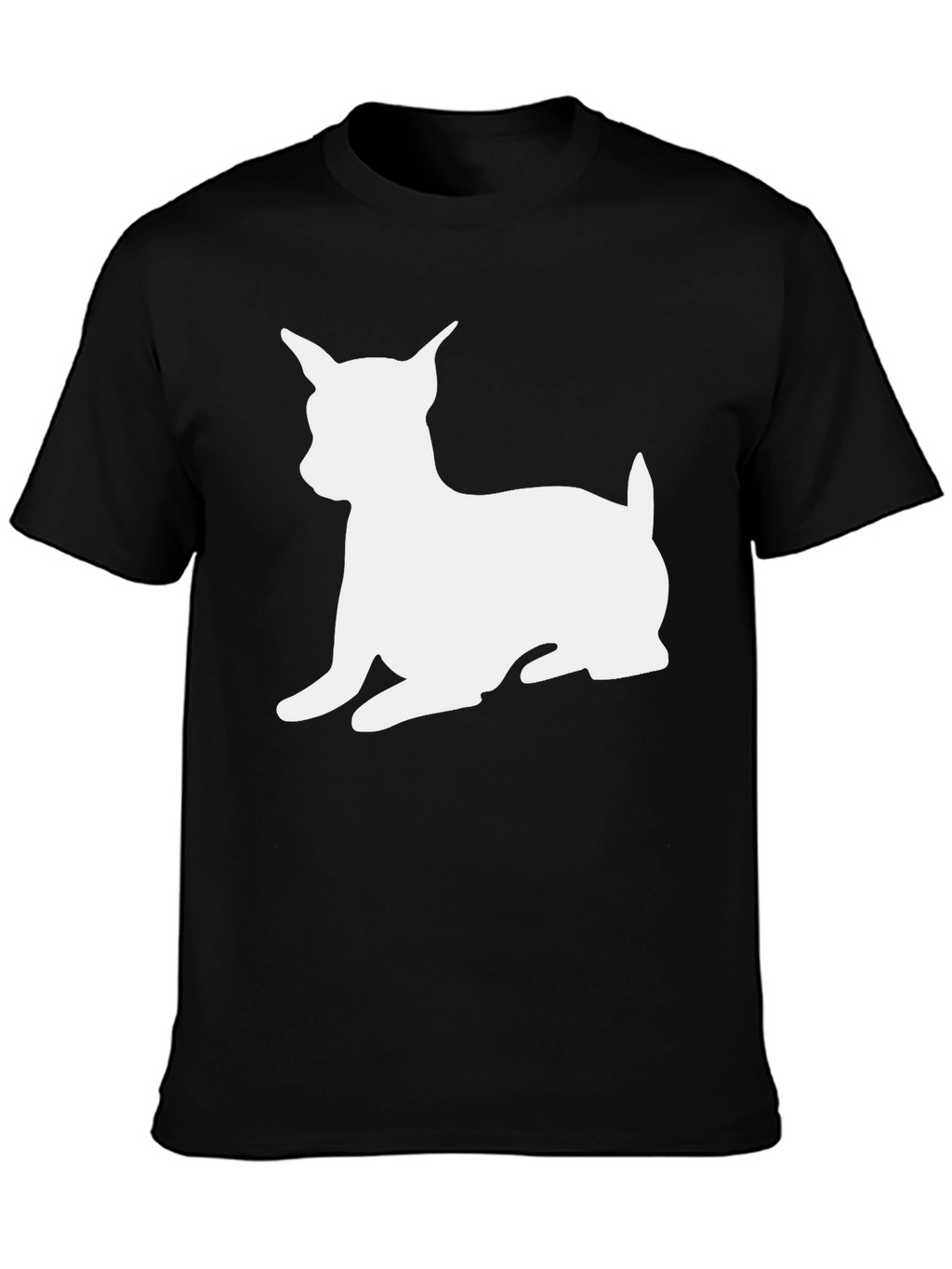 Dog Silhouette Graphic T-Shirt - Black