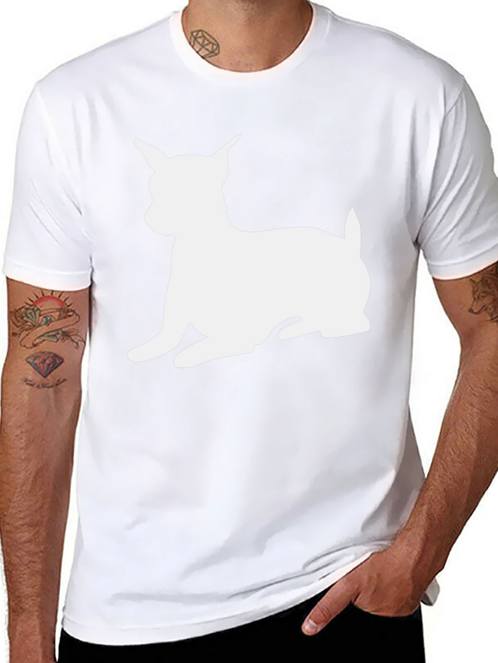 Dog Silhouette Graphic T-Shirt - Black