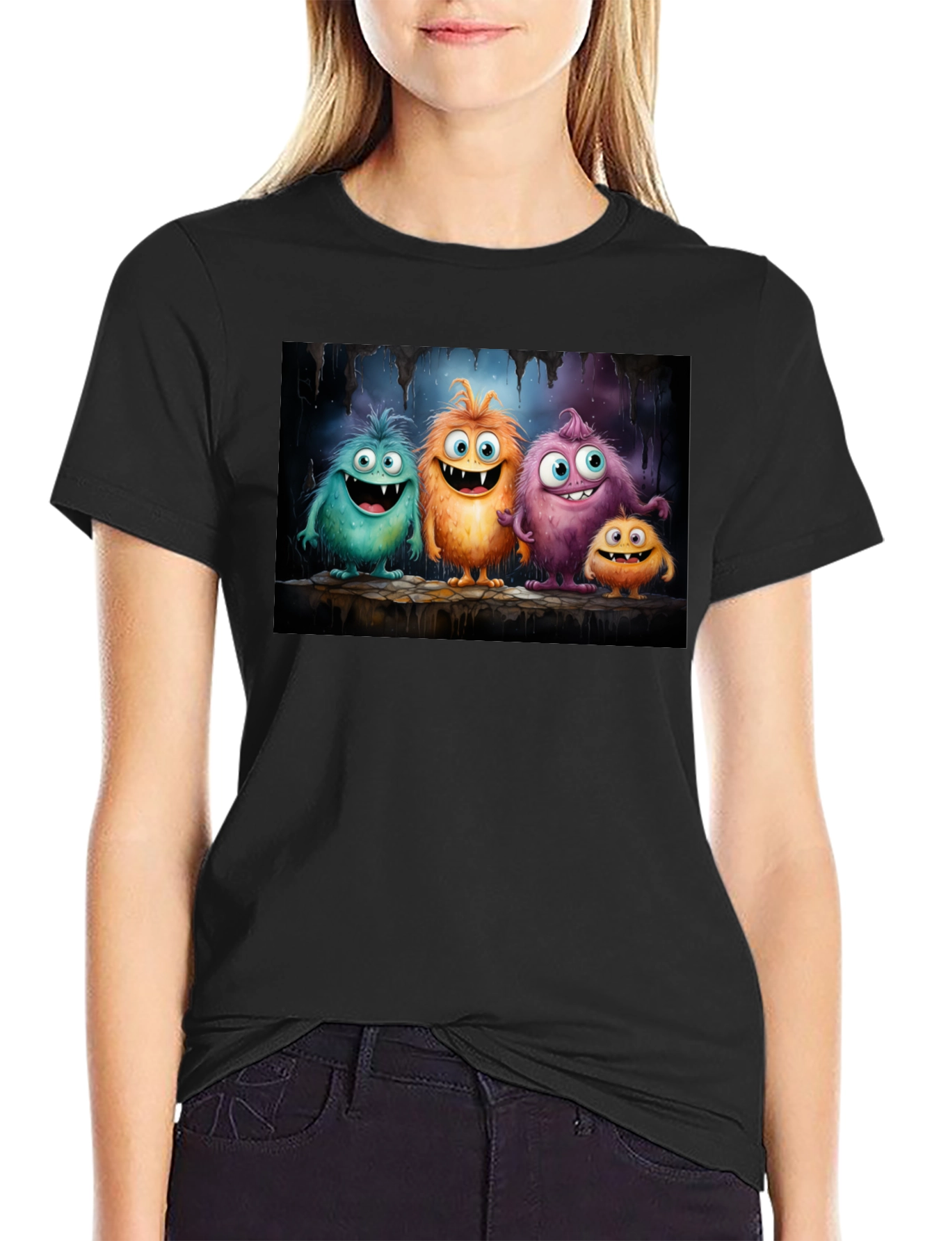 Cartoon Monster T-Shirt - Black