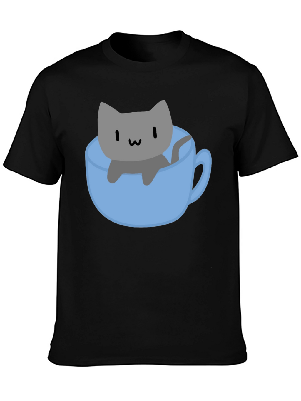 Cute Cat in Cup T-Shirt - Black