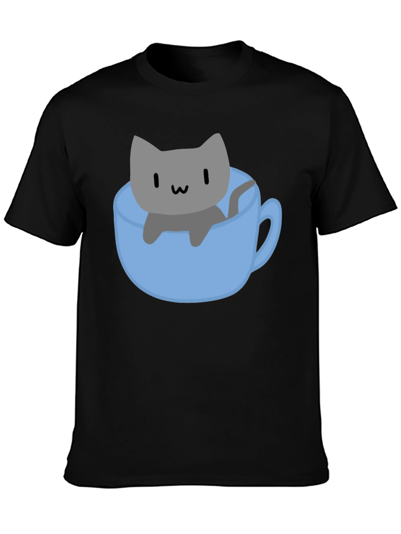 Cute Cat in Cup T-Shirt - Black