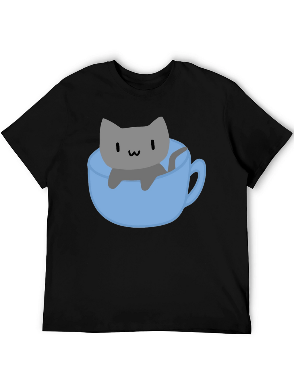 Cute Cat in Cup T-Shirt - Black