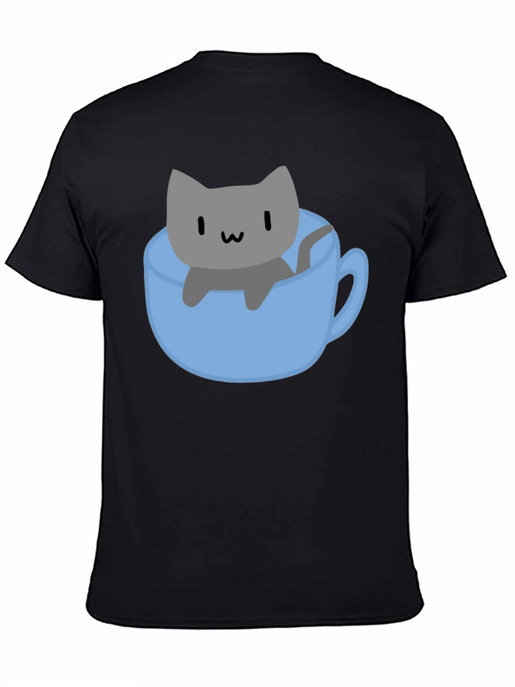 Cute Cat in Cup T-Shirt - Black