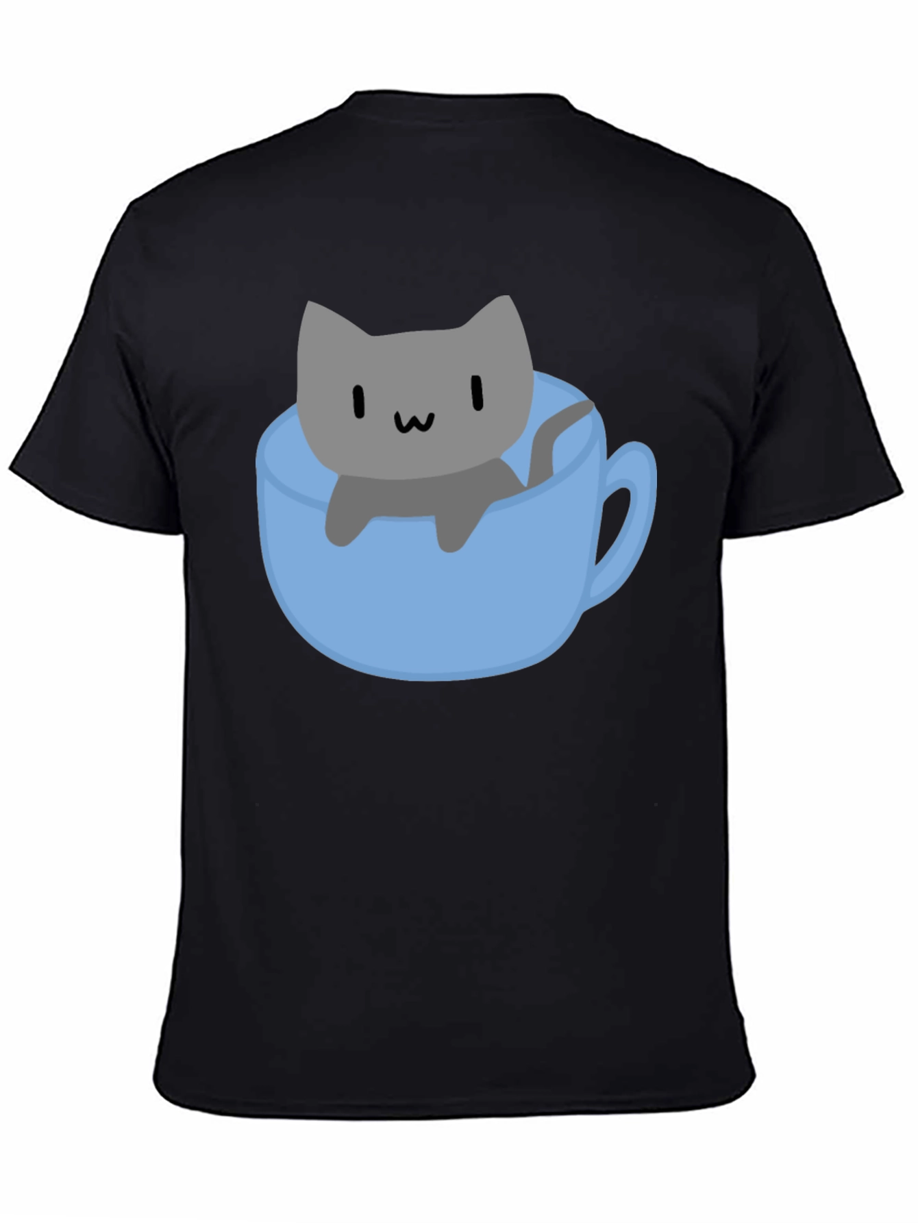Cute Cat in Cup T-Shirt - Black