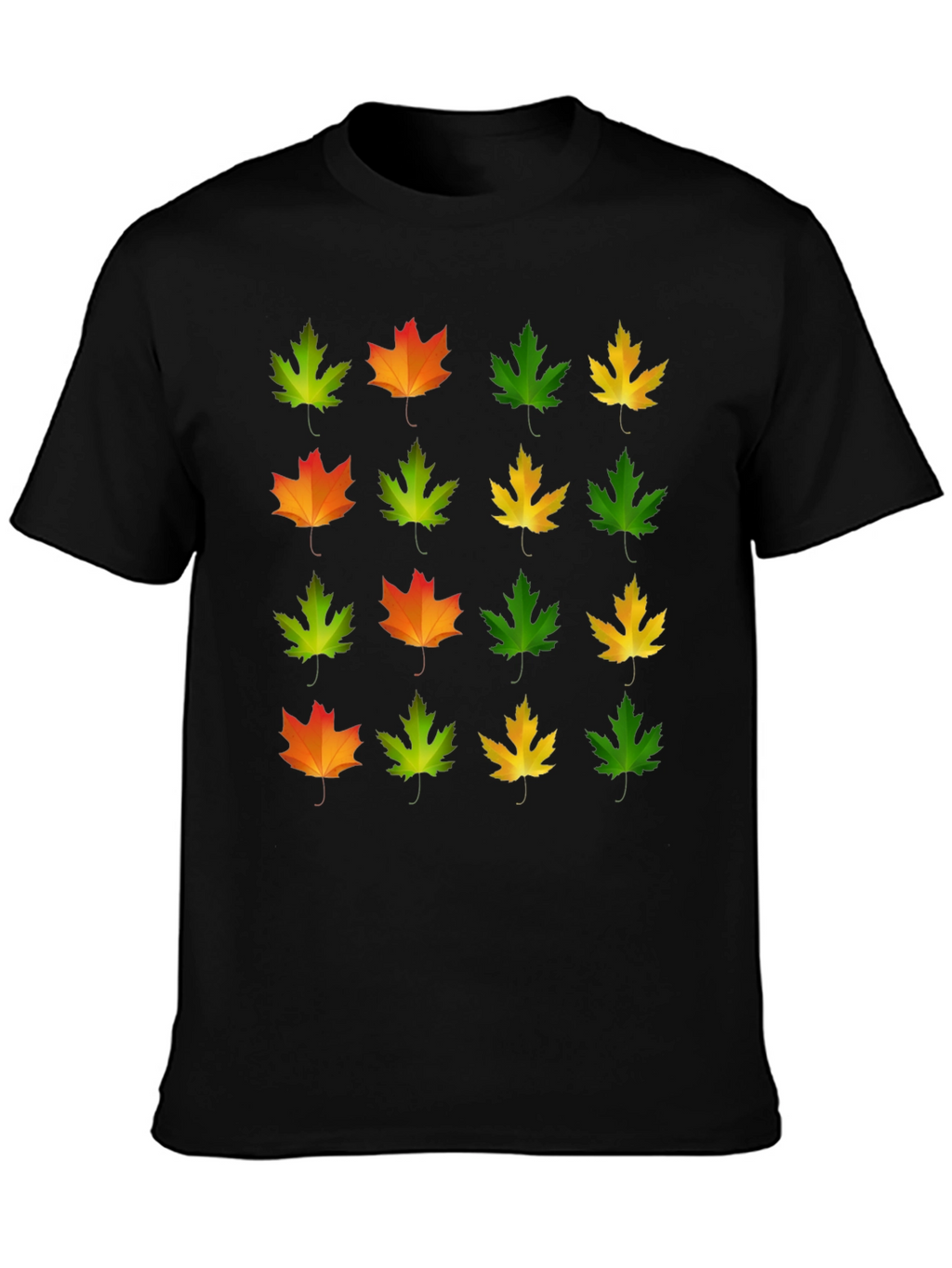Autumn Leaves Graphic Tee - Black Cotton T-Shirt