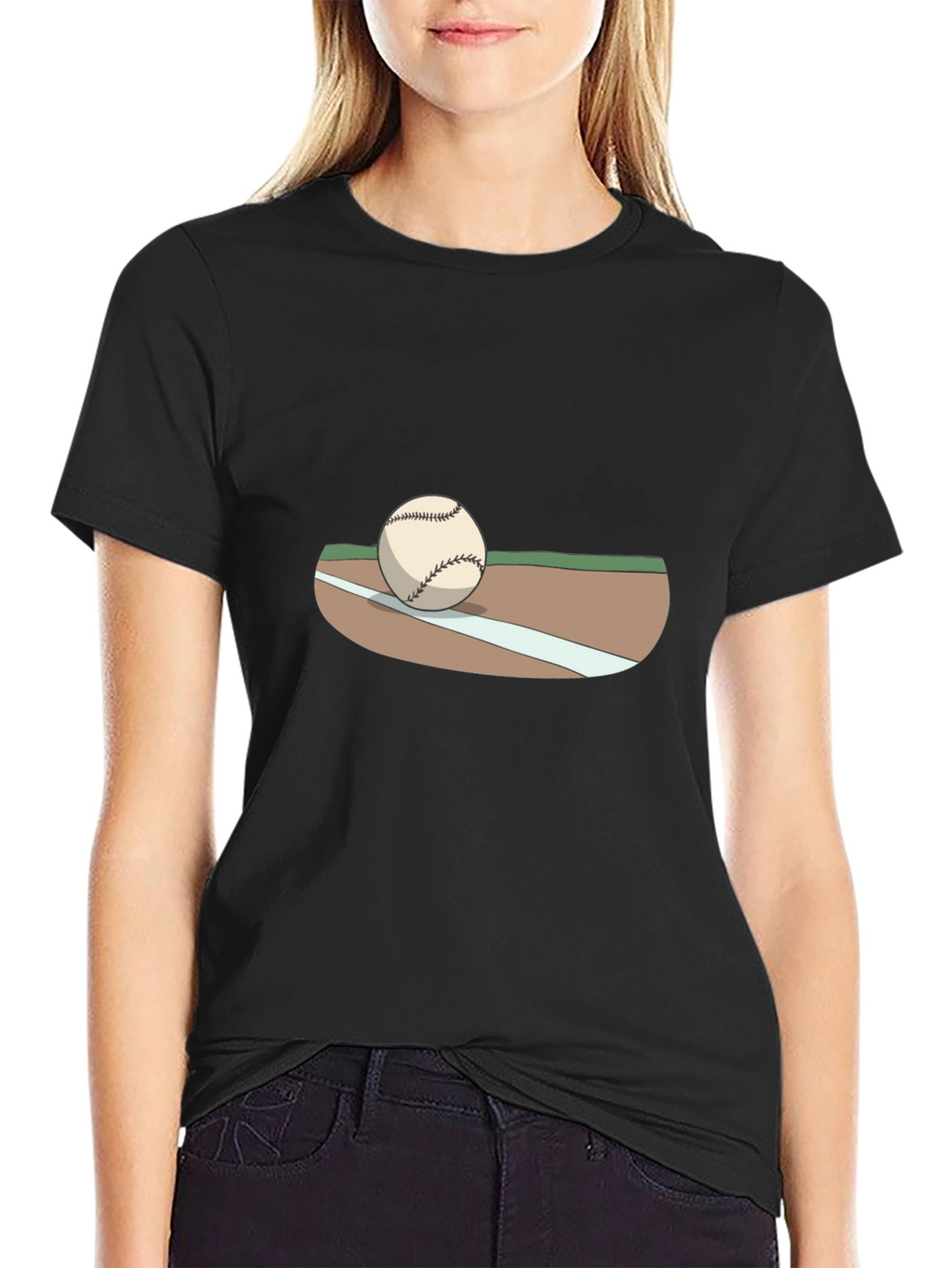 Baseball Graphic T-Shirt - Black Cotton Tee