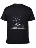 Book & Birds Graphic Tee - Black Cotton Blend