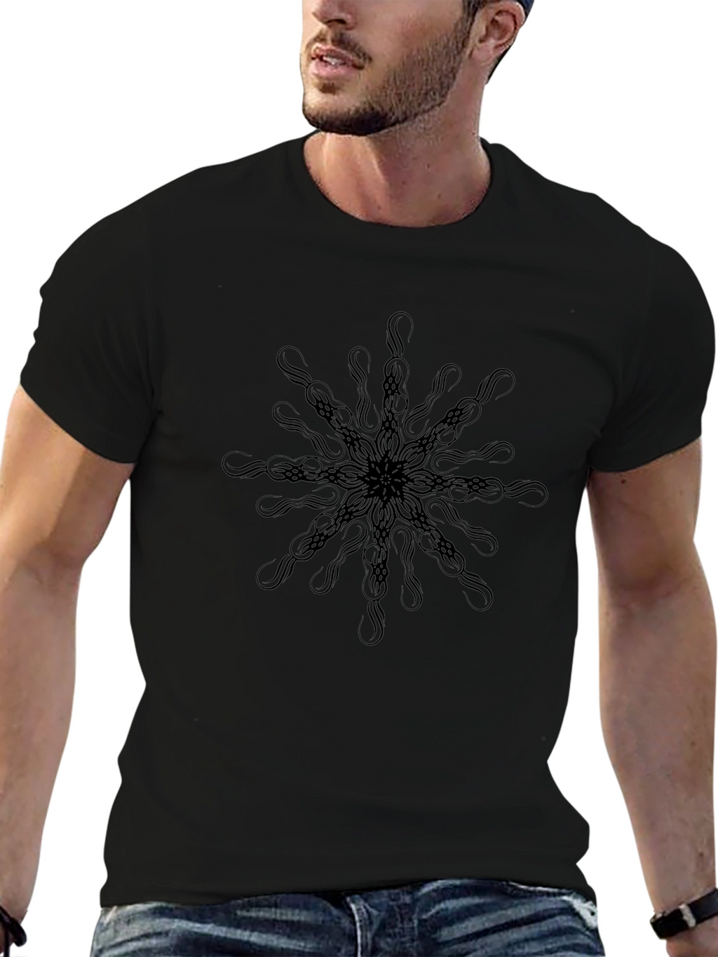 Abstract Mandala Black T-Shirt