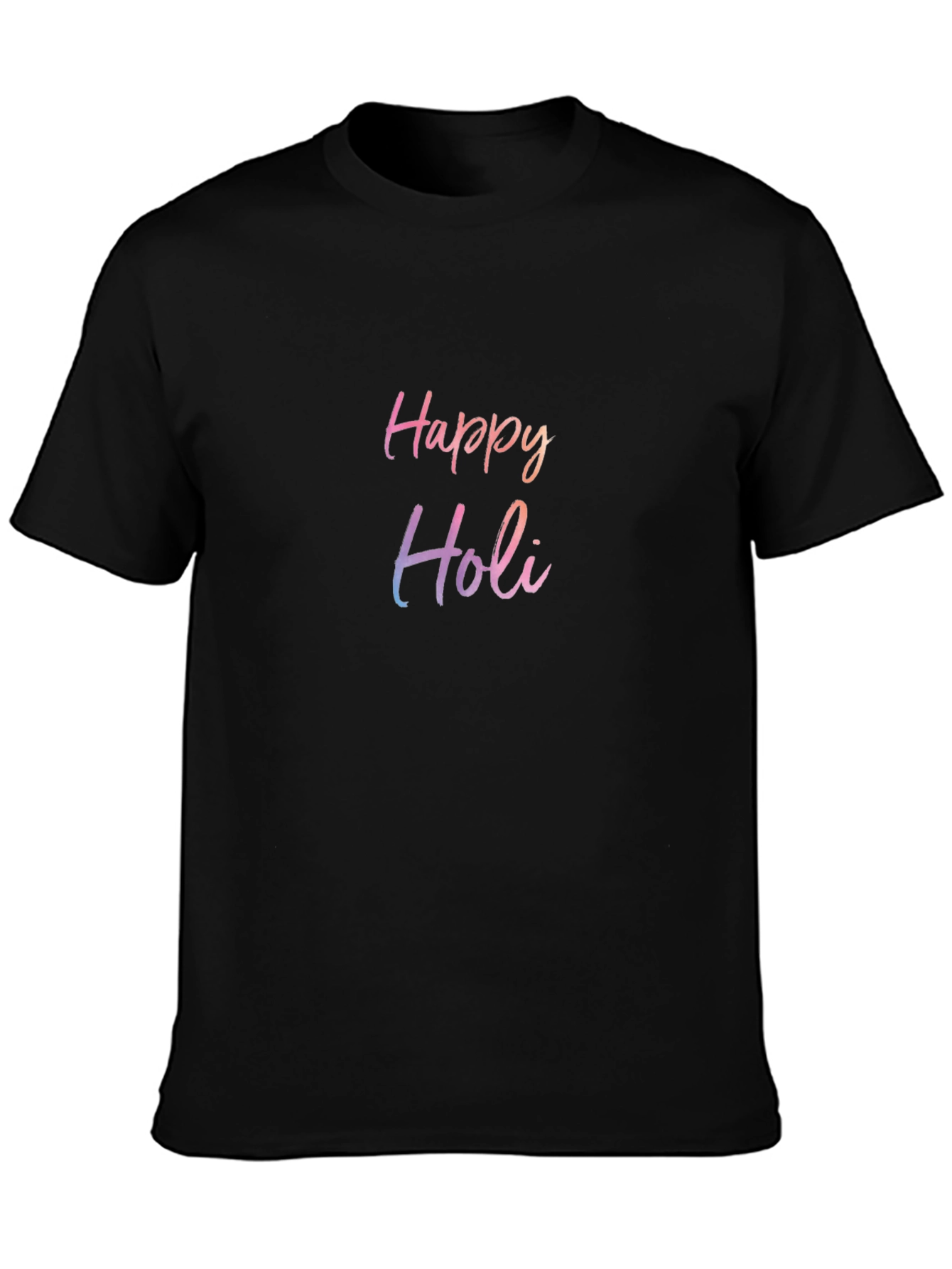 Happy Holi Graphic T-Shirt - Black Crew Neck Tee
