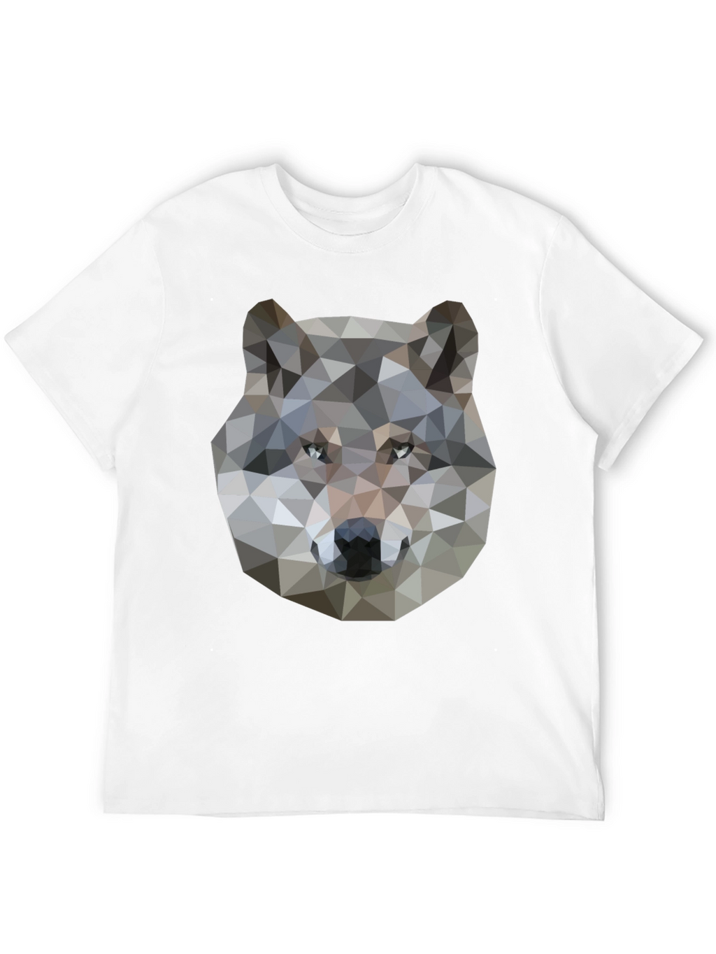 Geometric Wolf Graphic Print Black T-Shirt