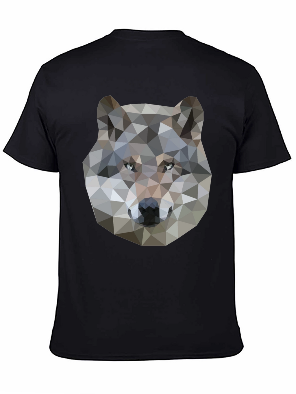 Geometric Wolf Graphic Print Black T-Shirt