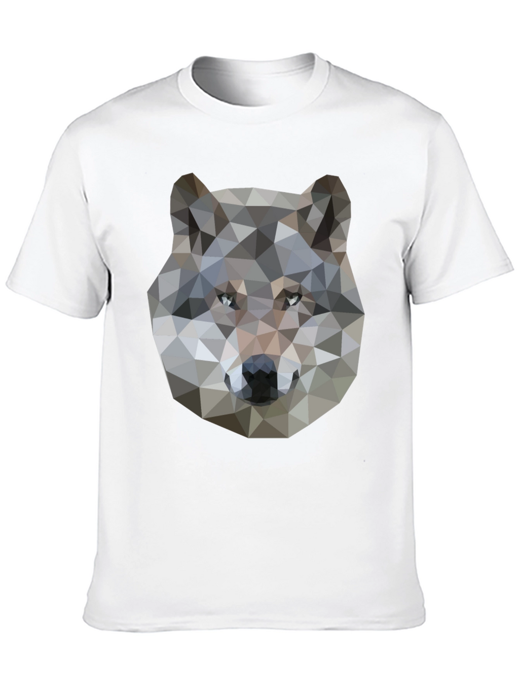 Geometric Wolf Graphic Print Black T-Shirt