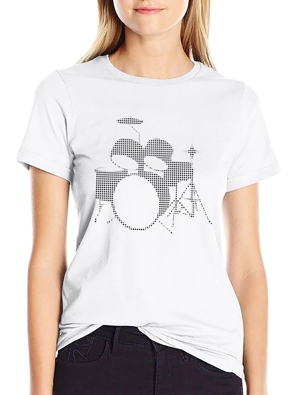 Drum Kit Graphic Print Black T-Shirt