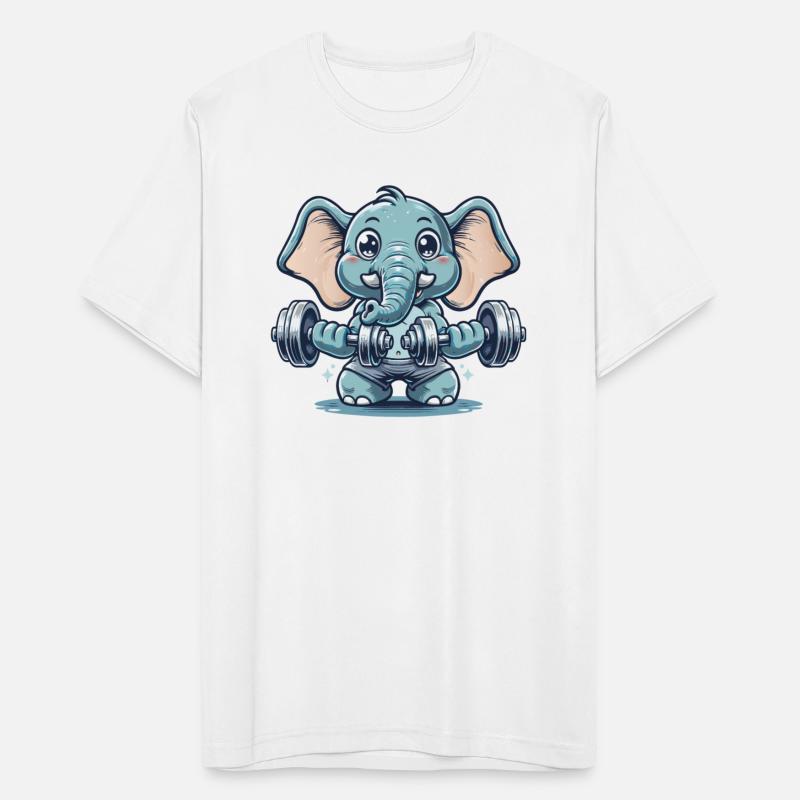 cute cartoon elephant doing strength training