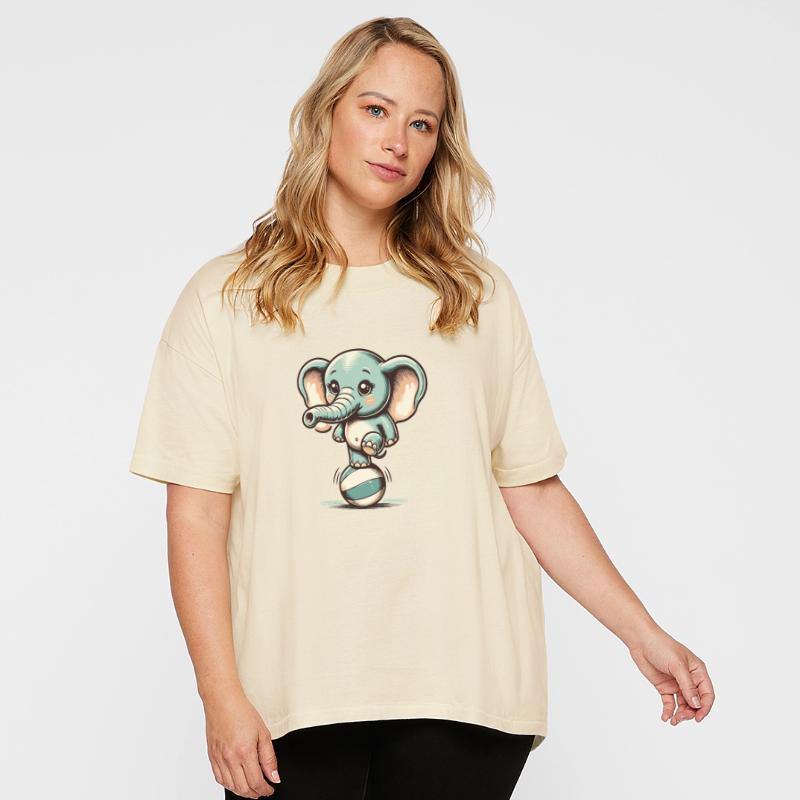 cute cartoon elephant on exercise ball