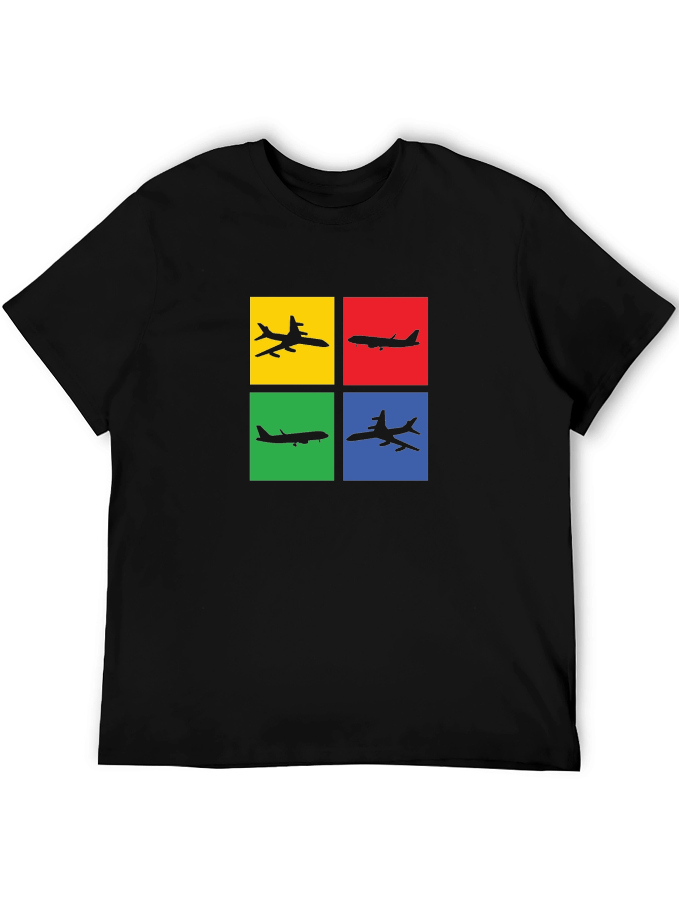 Airplane Silhouette Graphic Tee - Mens Black T-Shirt