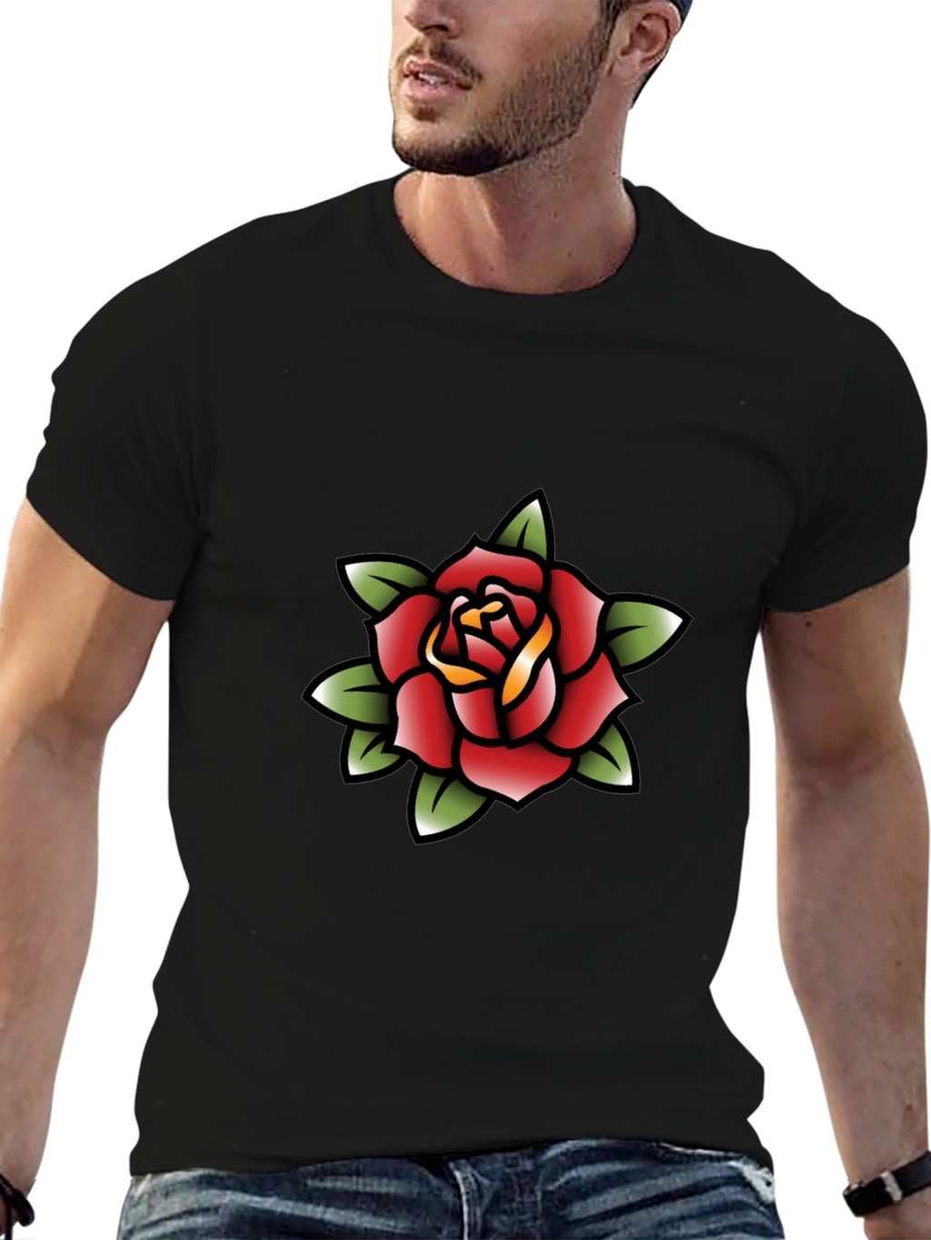 Rose Tattoo Graphic Black Tee