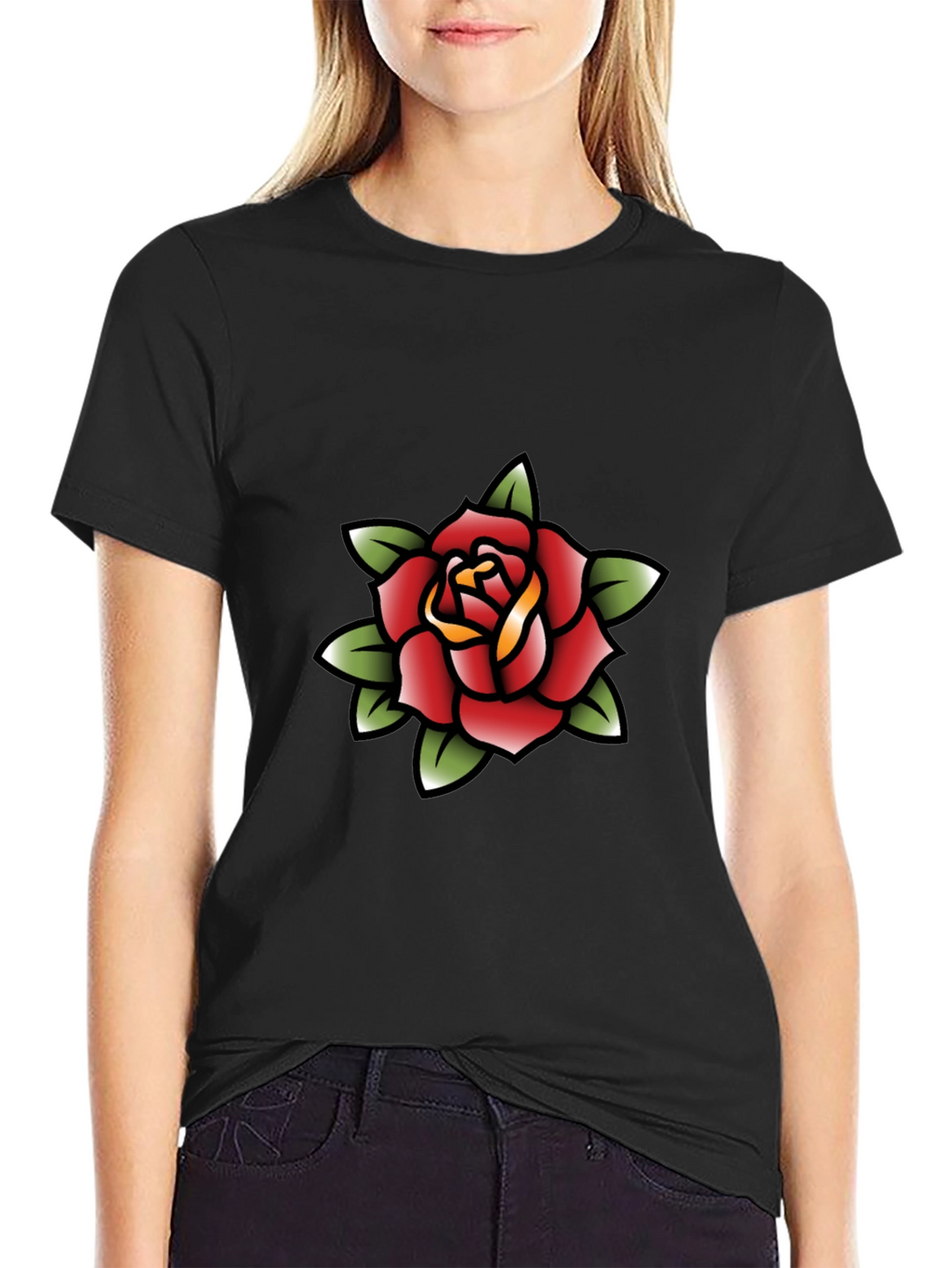 Rose Tattoo Graphic Black Tee