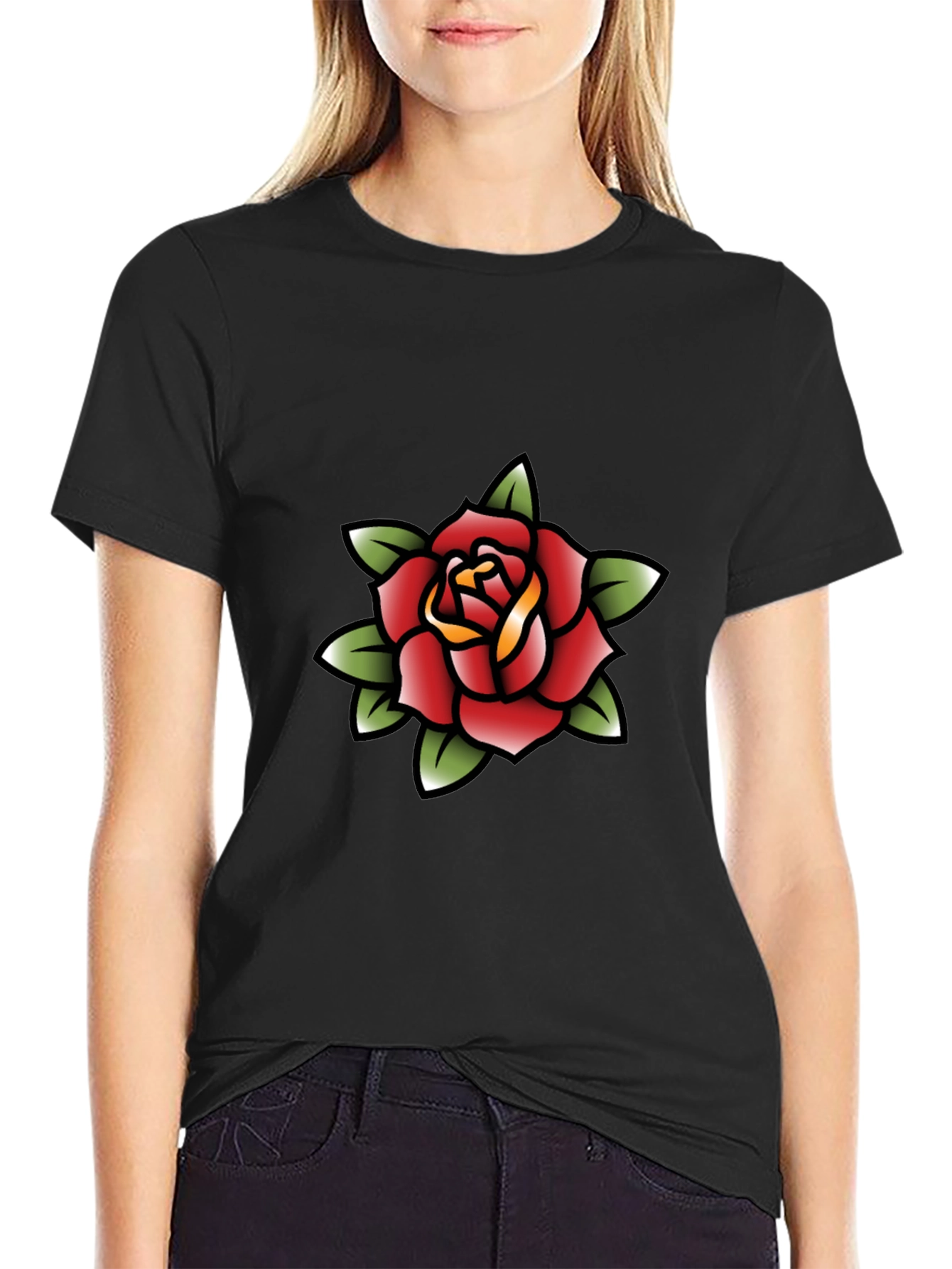 Rose Tattoo Graphic Black Tee