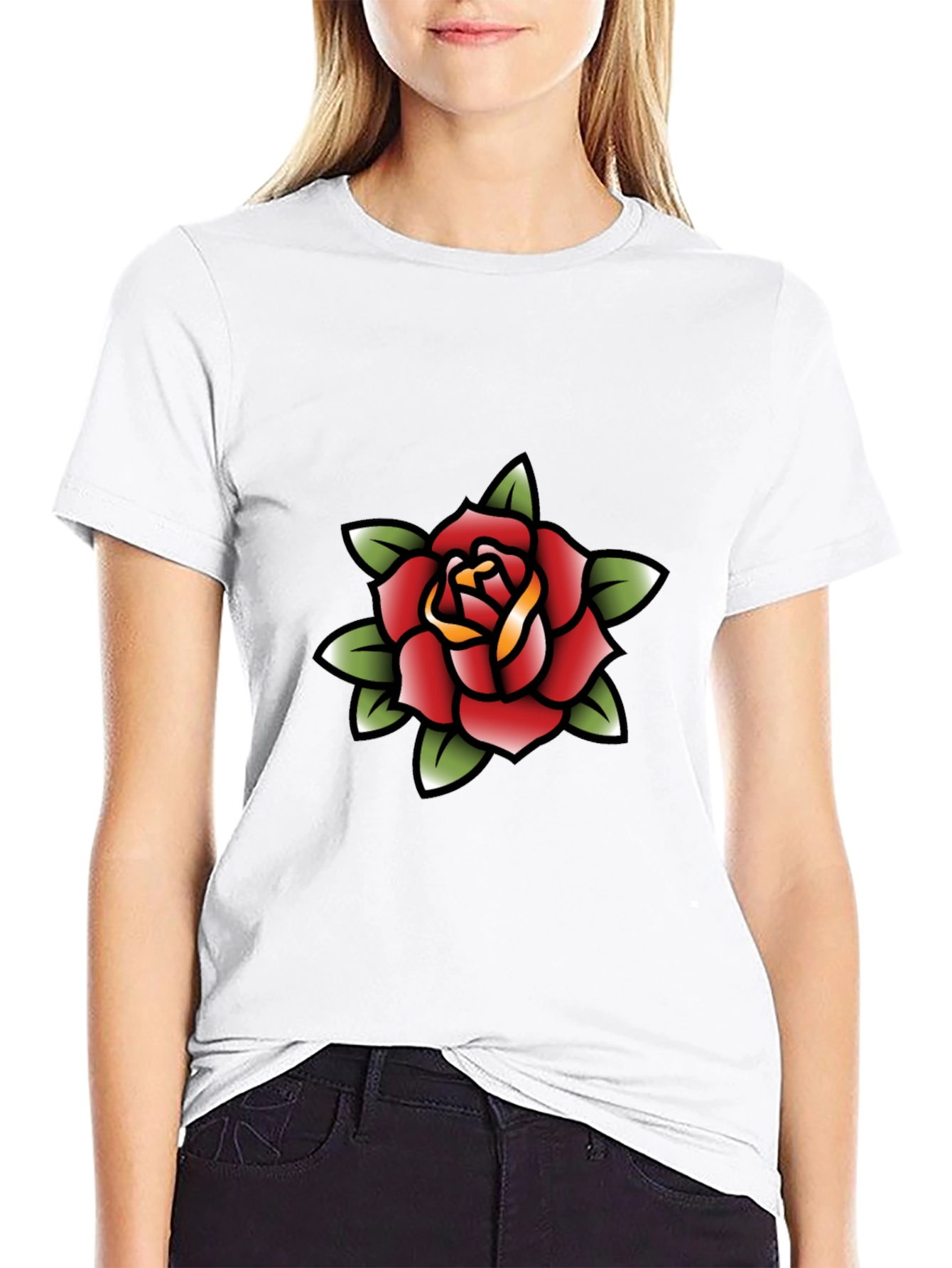Rose Tattoo Graphic Black Tee