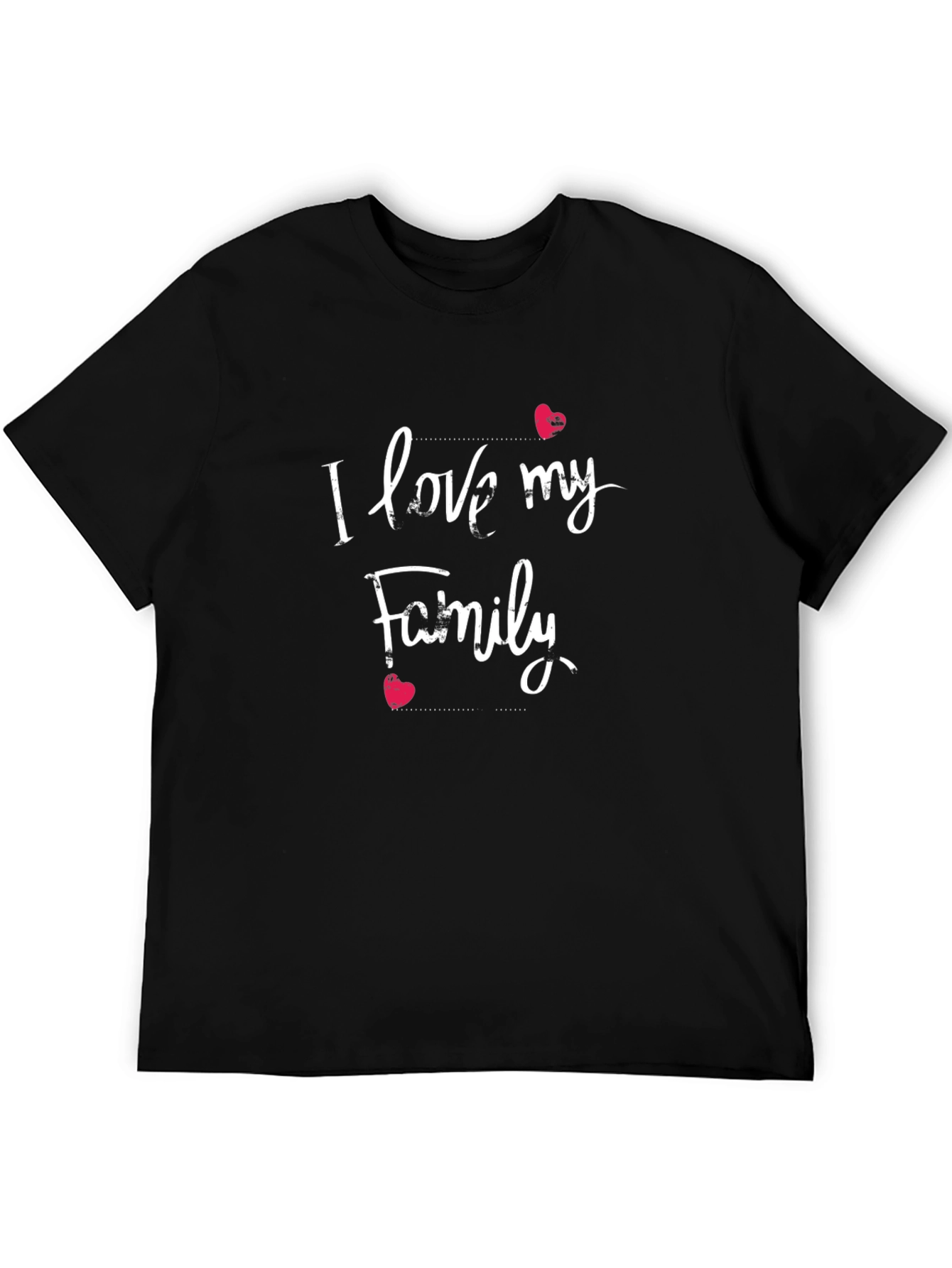 I Love My Family Black Tee -  Casual Style