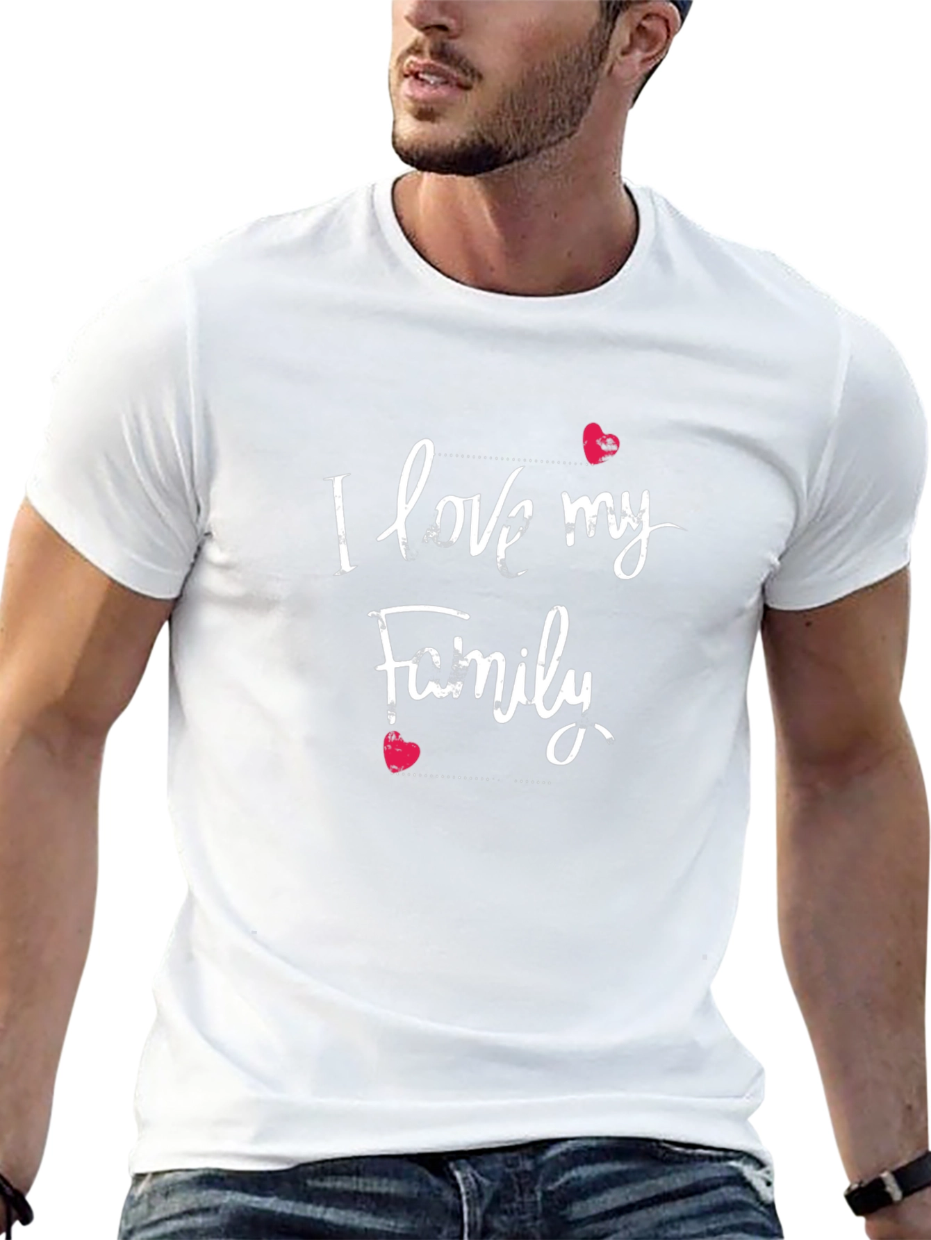 I Love My Family Black Tee -  Casual Style