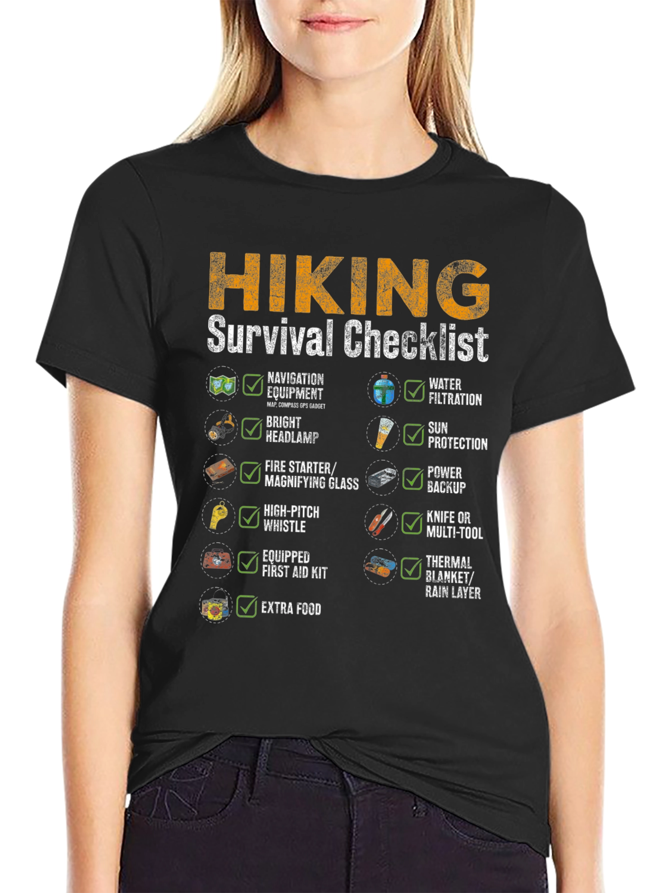 Hiking Survival Checklist T-Shirt