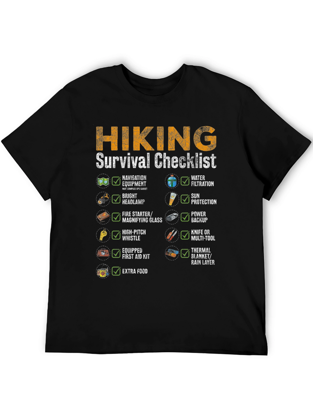 Hiking Survival Checklist T-Shirt