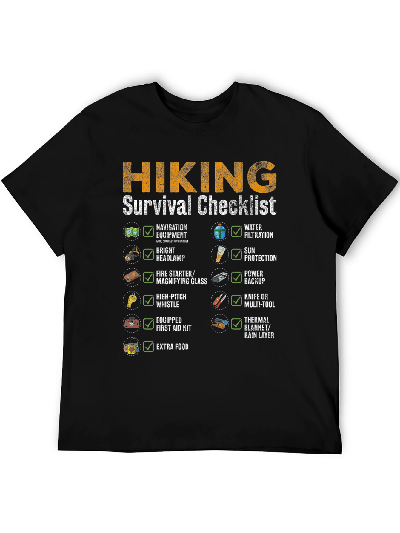 Hiking Survival Checklist T-Shirt