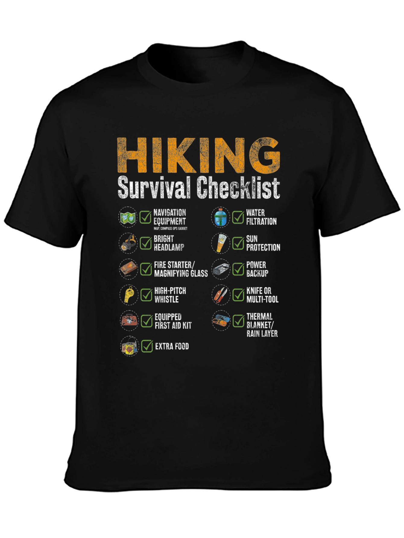 Hiking Survival Checklist T-Shirt