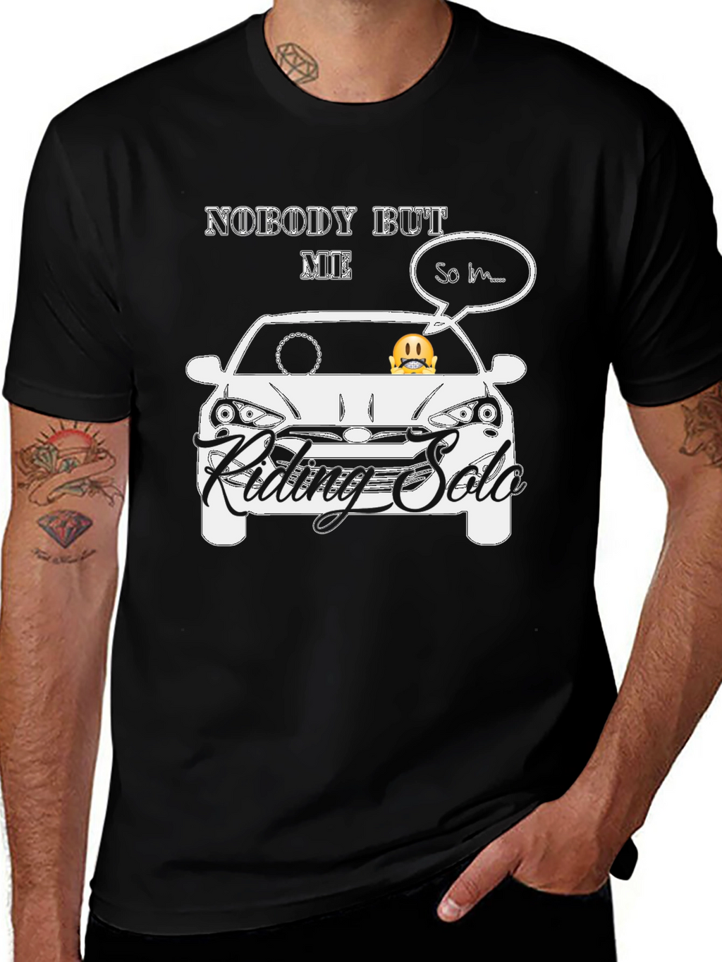 Riding Solo Graphic T-Shirt - Black Cotton Blend