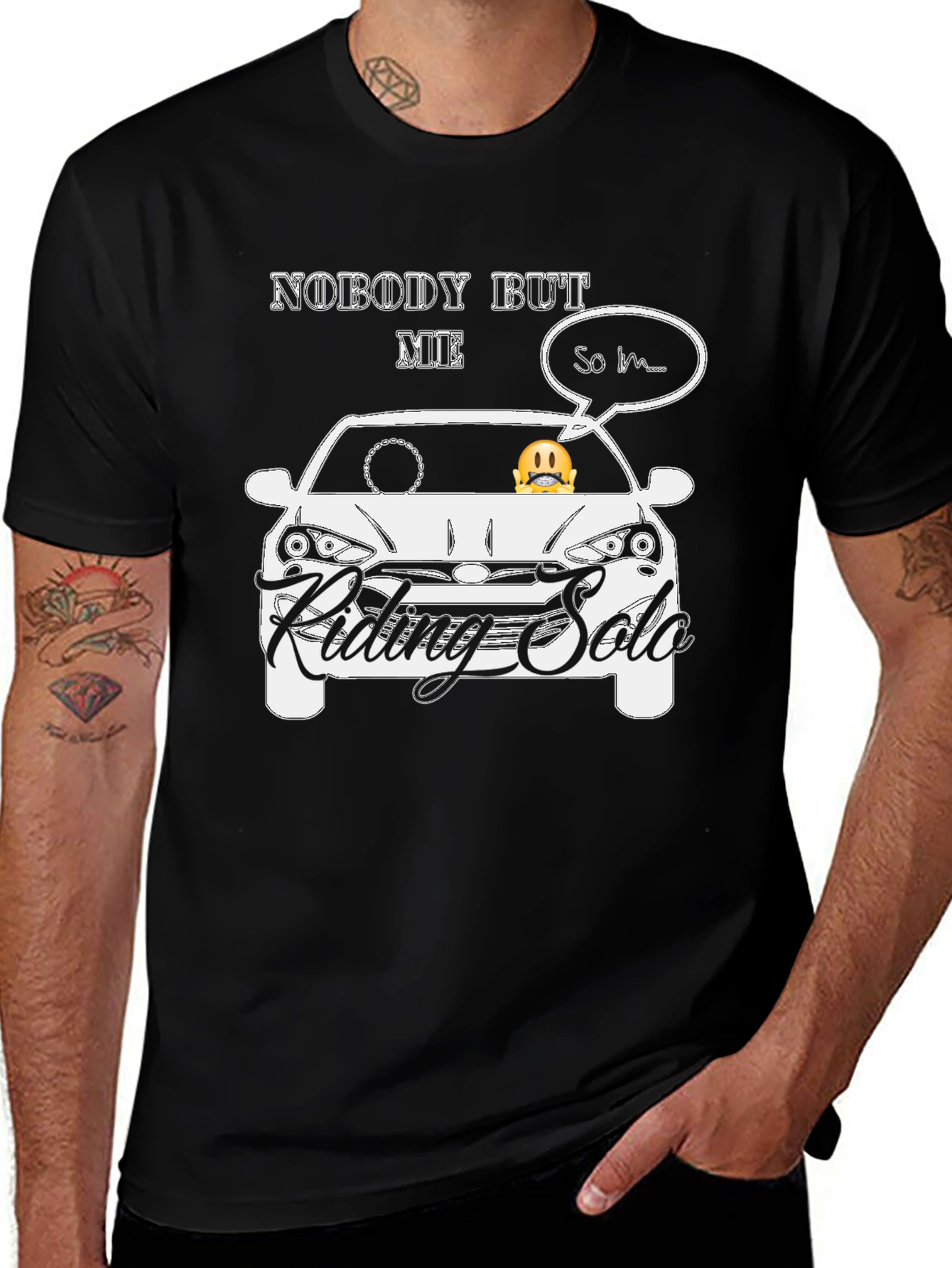 Riding Solo Graphic T-Shirt - Black Cotton Blend