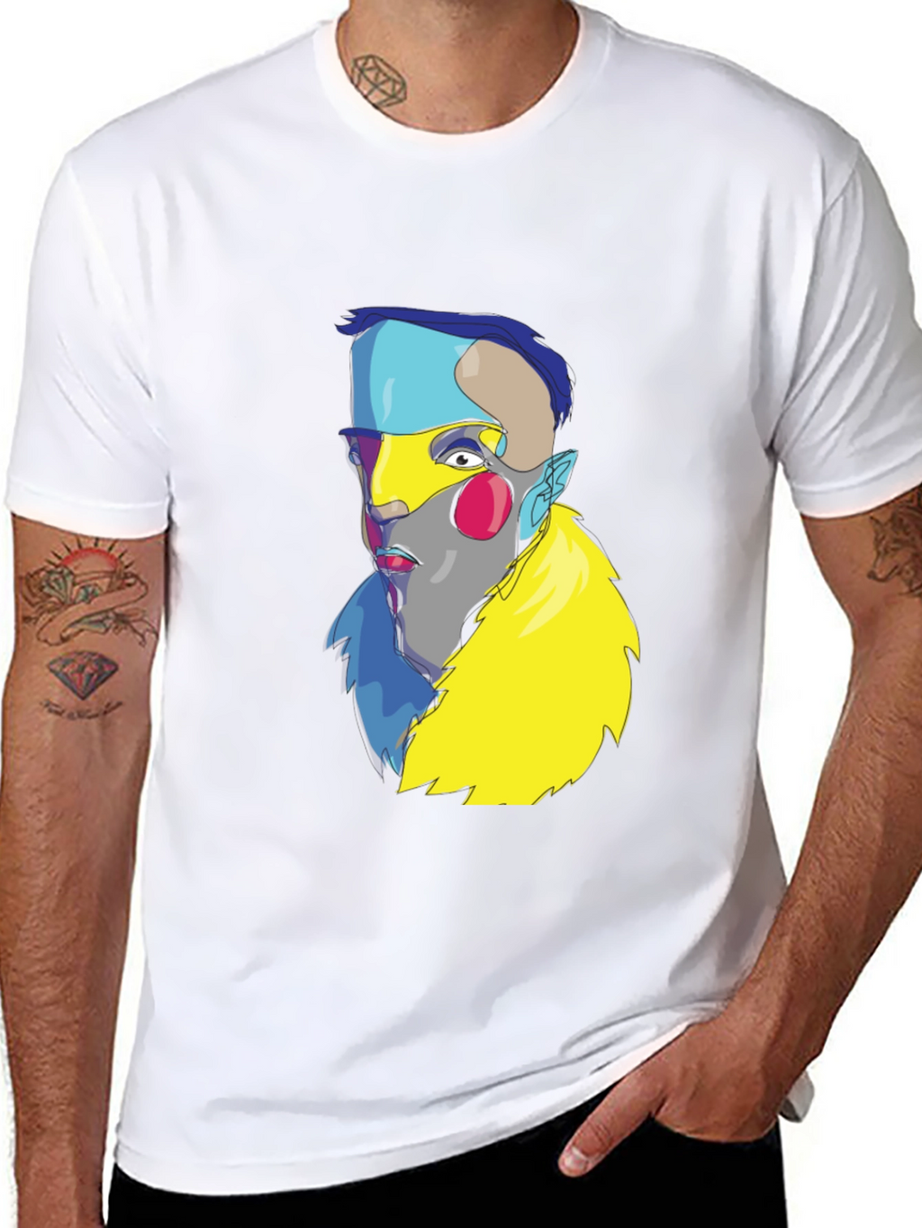 Abstract Art Face Graphic Black T-Shirt