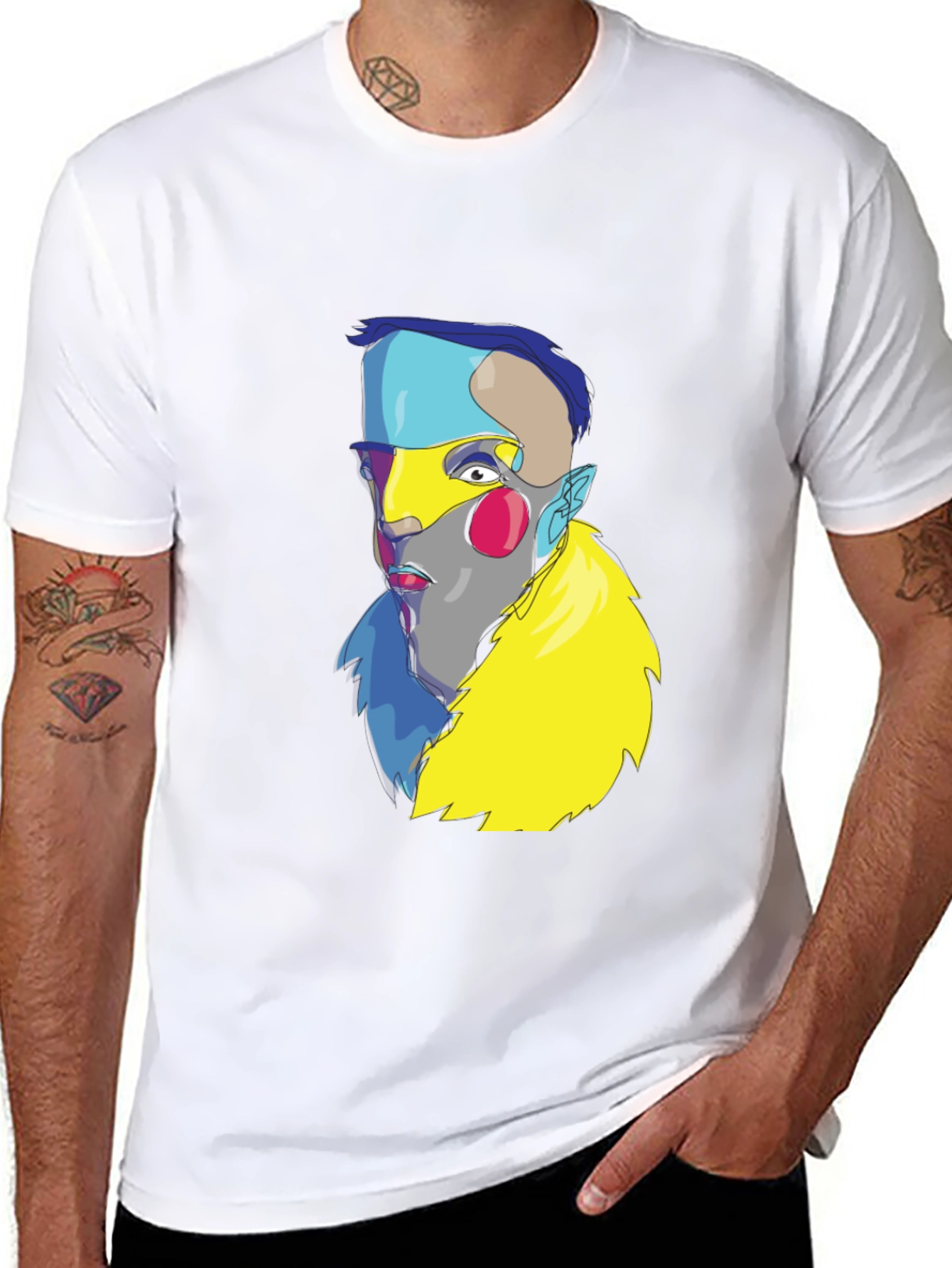 Abstract Art Face Graphic Black T-Shirt