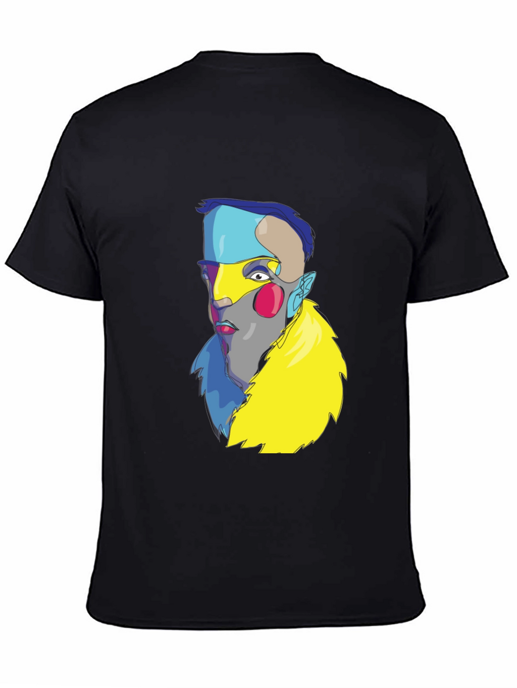Abstract Art Face Graphic Black T-Shirt