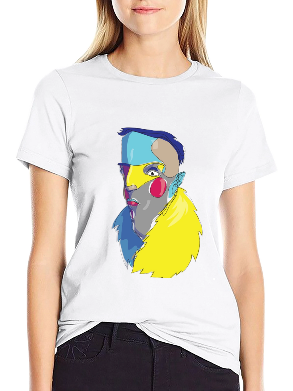 Abstract Art Face Graphic Black T-Shirt