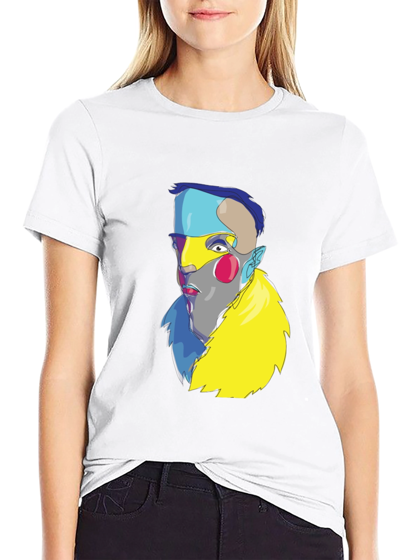 Abstract Art Face Graphic Black T-Shirt
