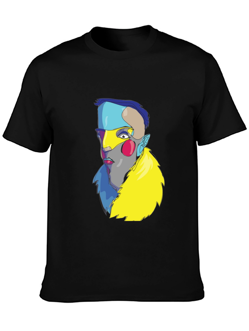 Abstract Art Face Graphic Black T-Shirt