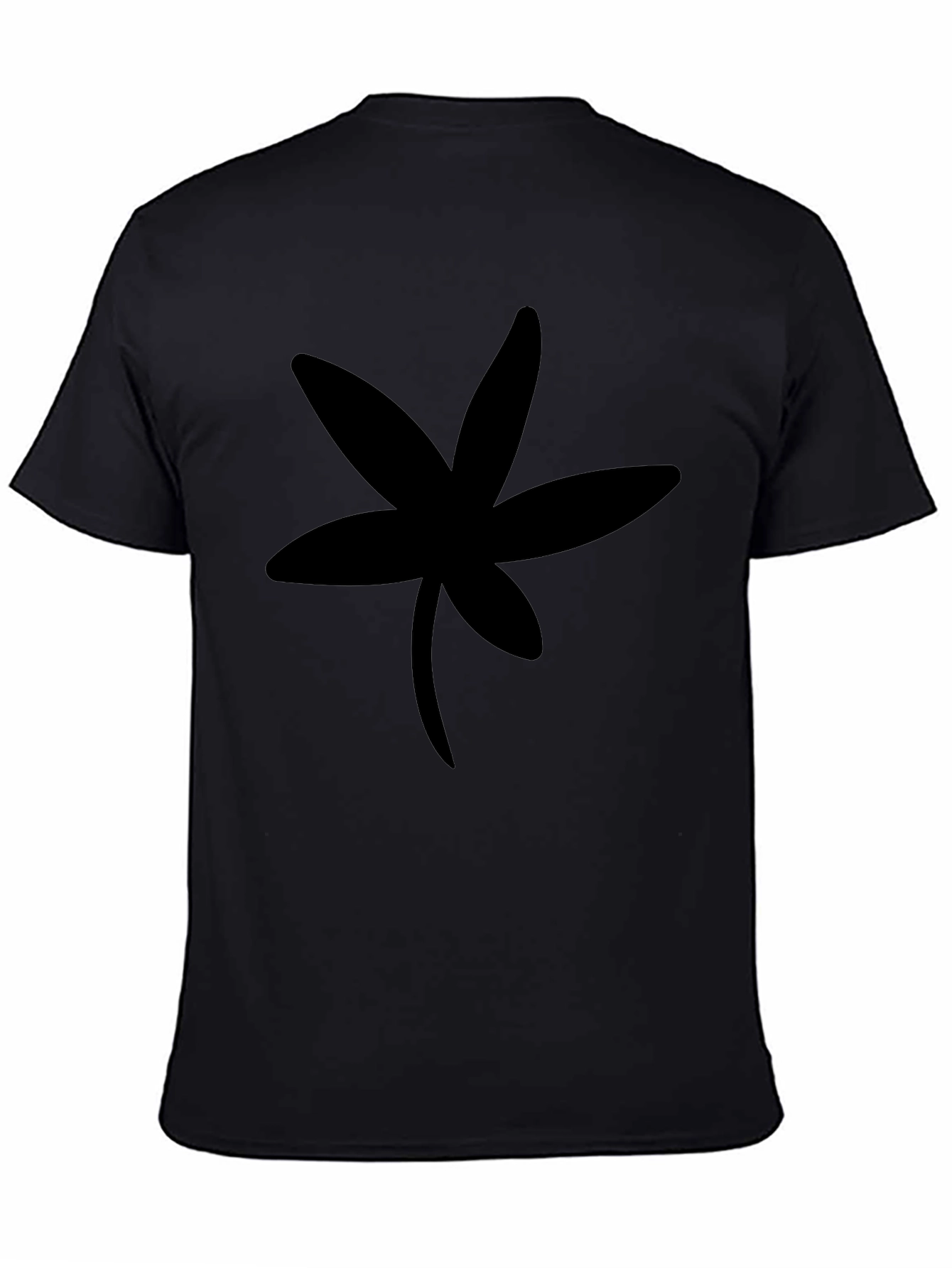 Black T-Shirt with Unique Floral Silhouette