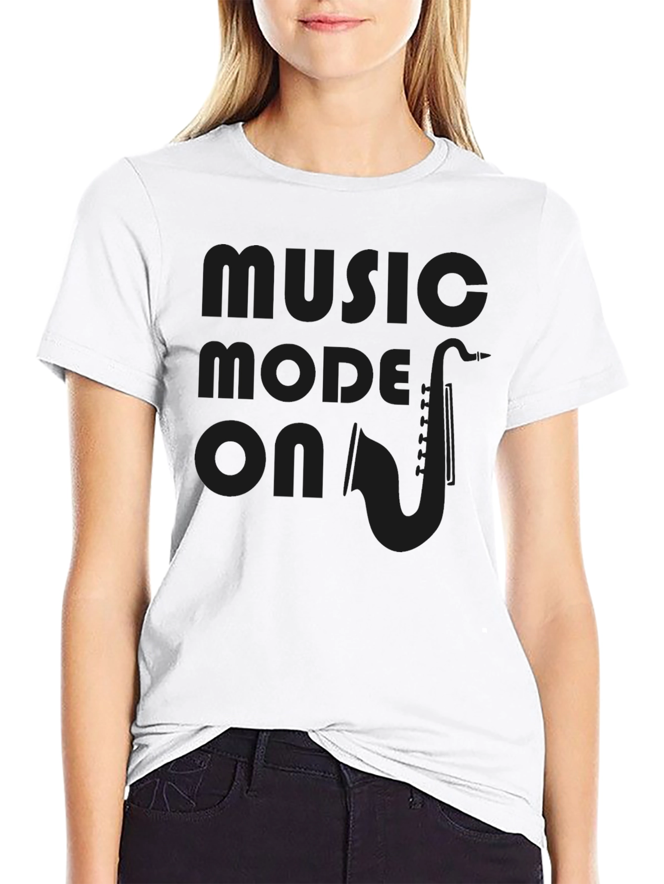Music Mode On Saxophone Graphic Tee - Black