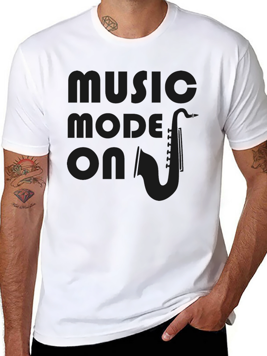 Music Mode On Saxophone Graphic Tee - Black