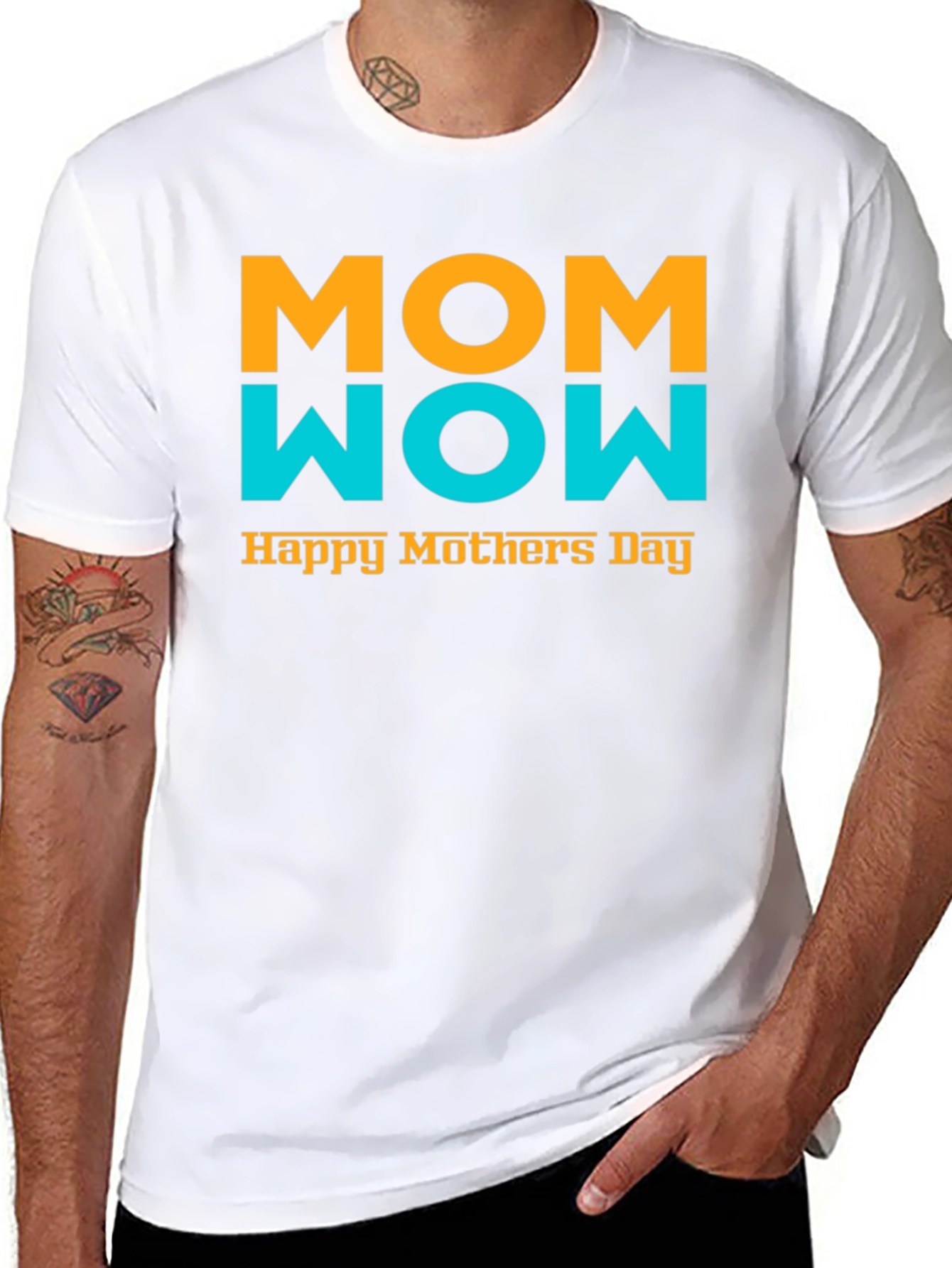 Mom Wow Happy Mothers Day Black T-Shirt