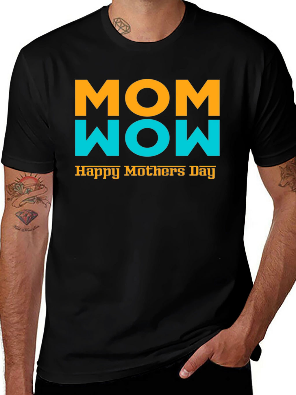 Mom Wow Happy Mothers Day Black T-Shirt