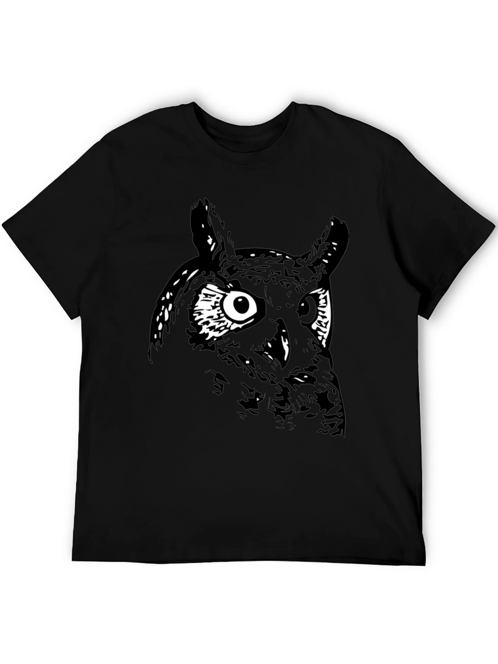 Mens Black Owl Graphic Tee