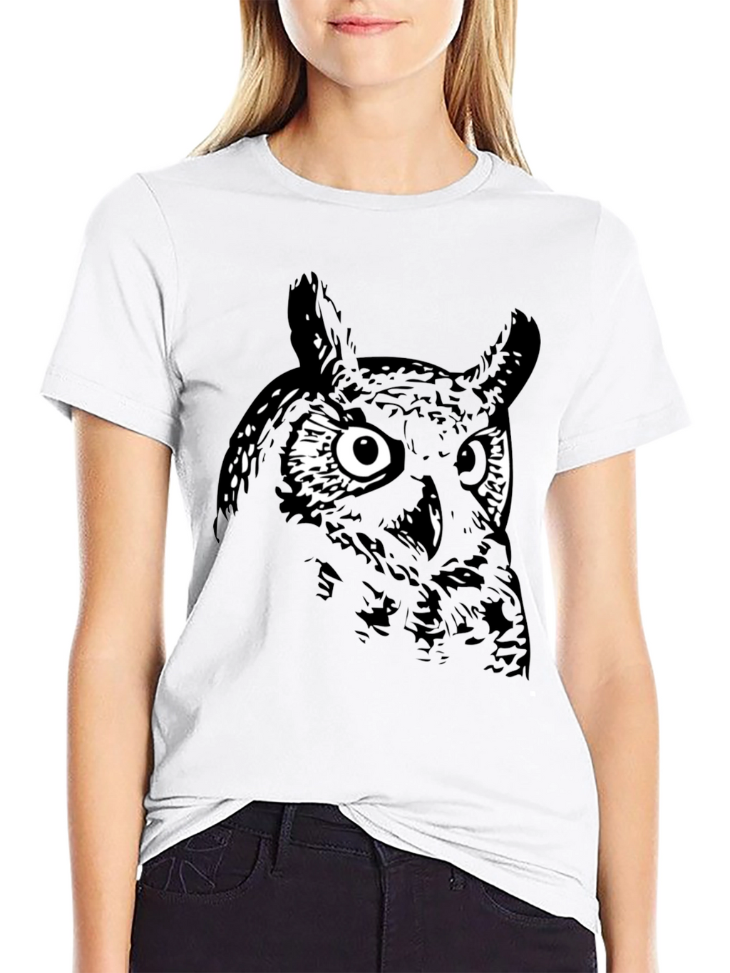 Mens Black Owl Graphic Tee