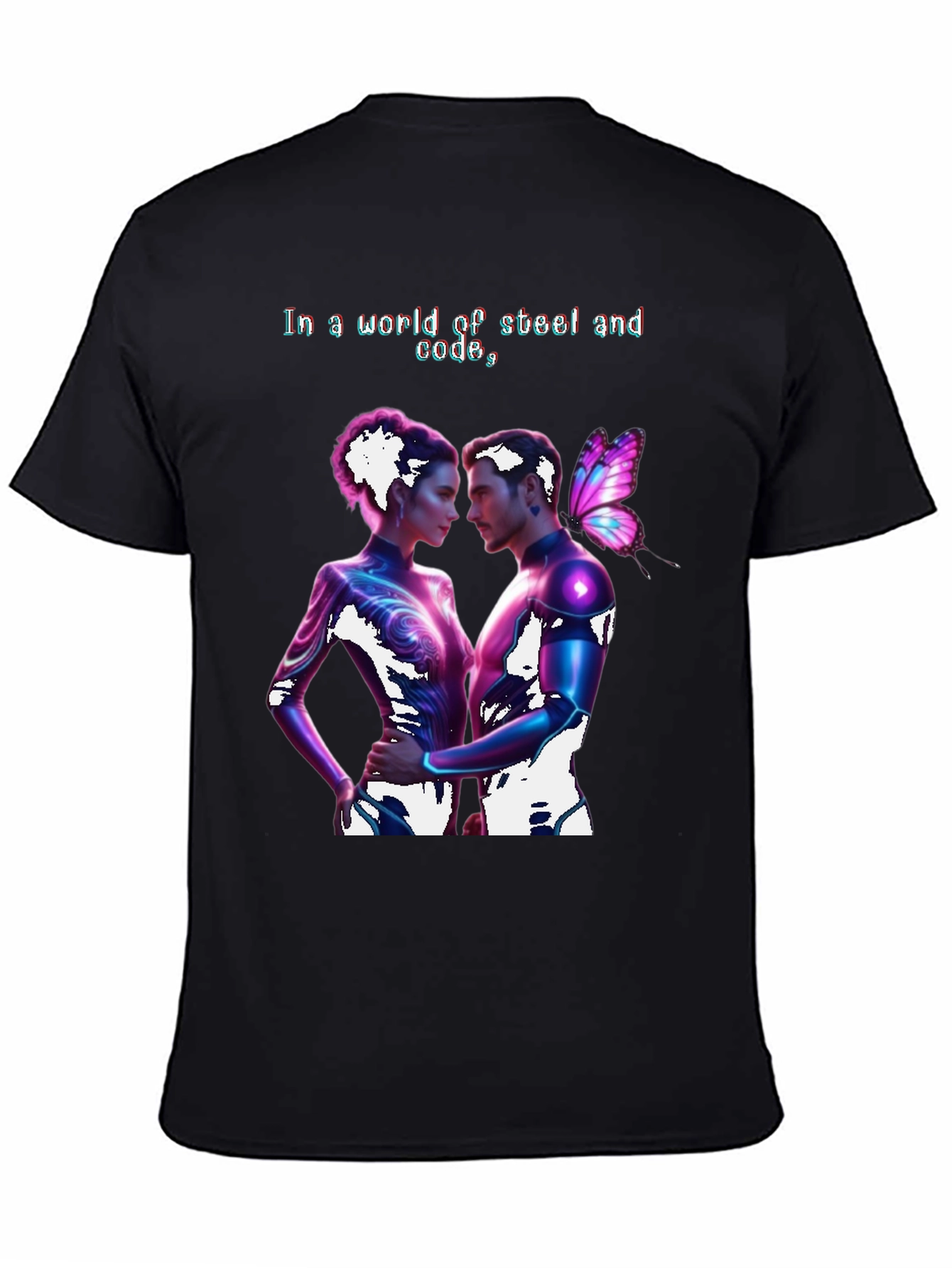 Cyberpunk Romance Tee - Steel & Code World