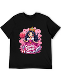 Candy Queen Black T-Shirt - Fun Cartoon Design