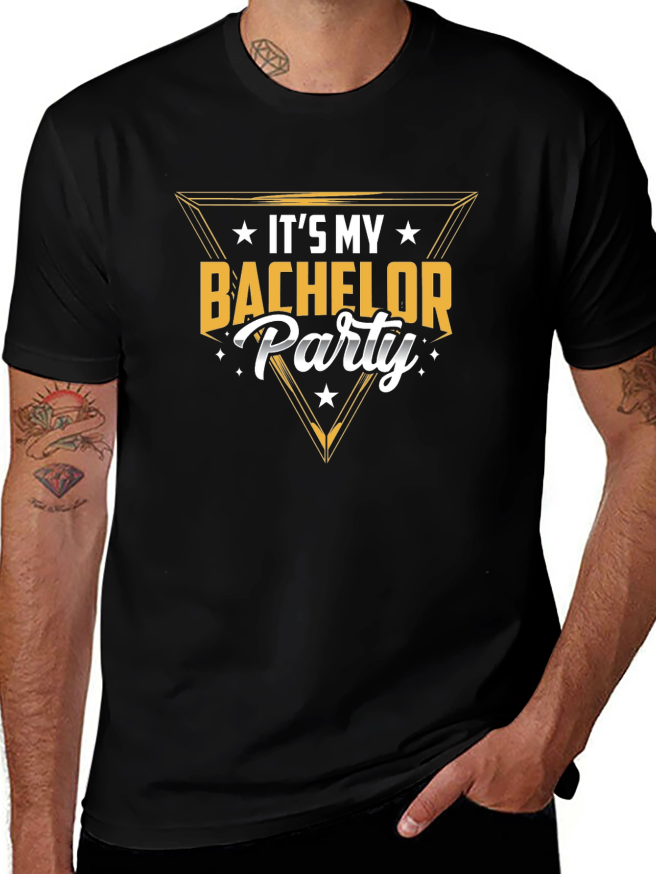 Bachelor Party Graphic Tee - Black Cotton Shirt