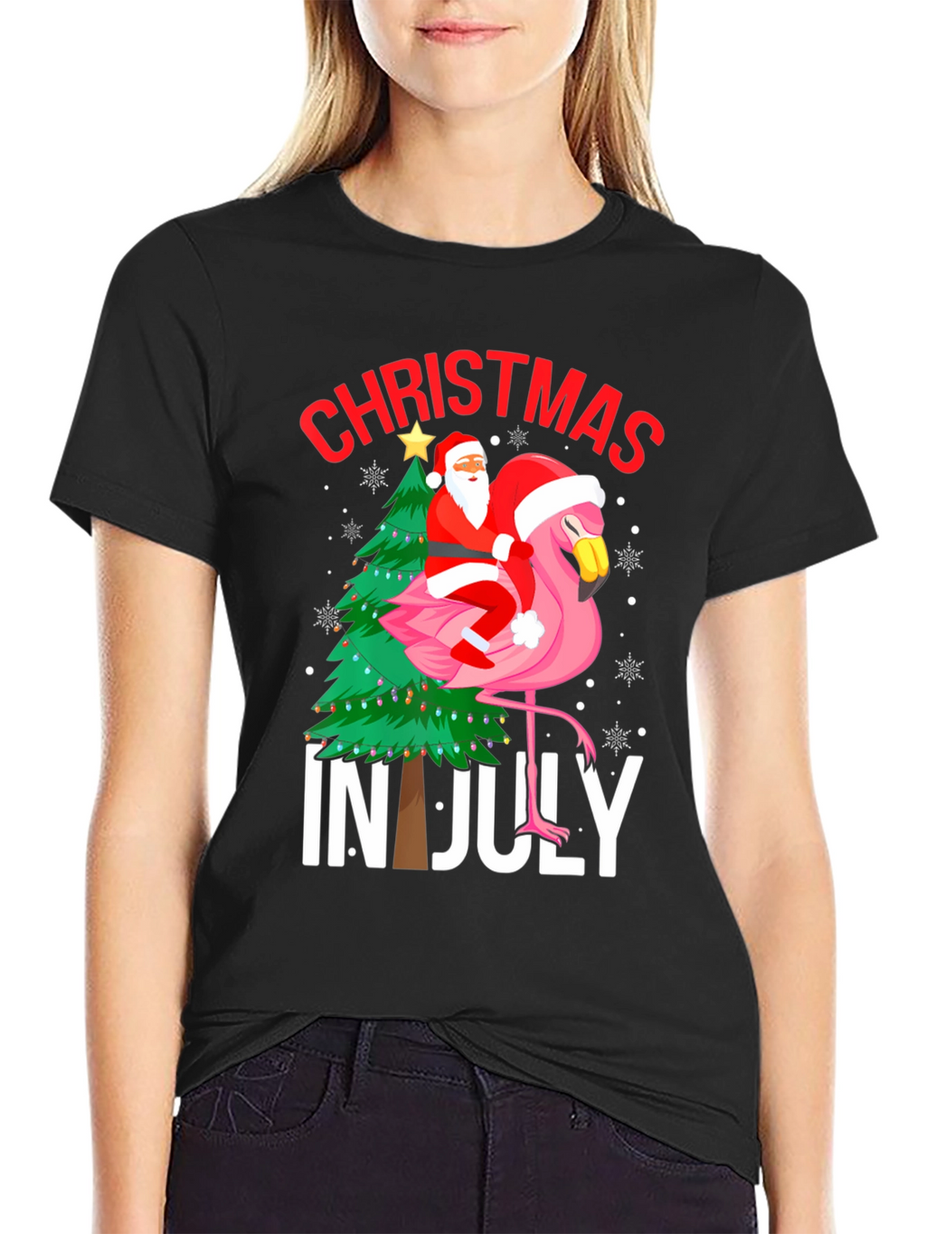 Christmas in July Flamingo Graphic Tee