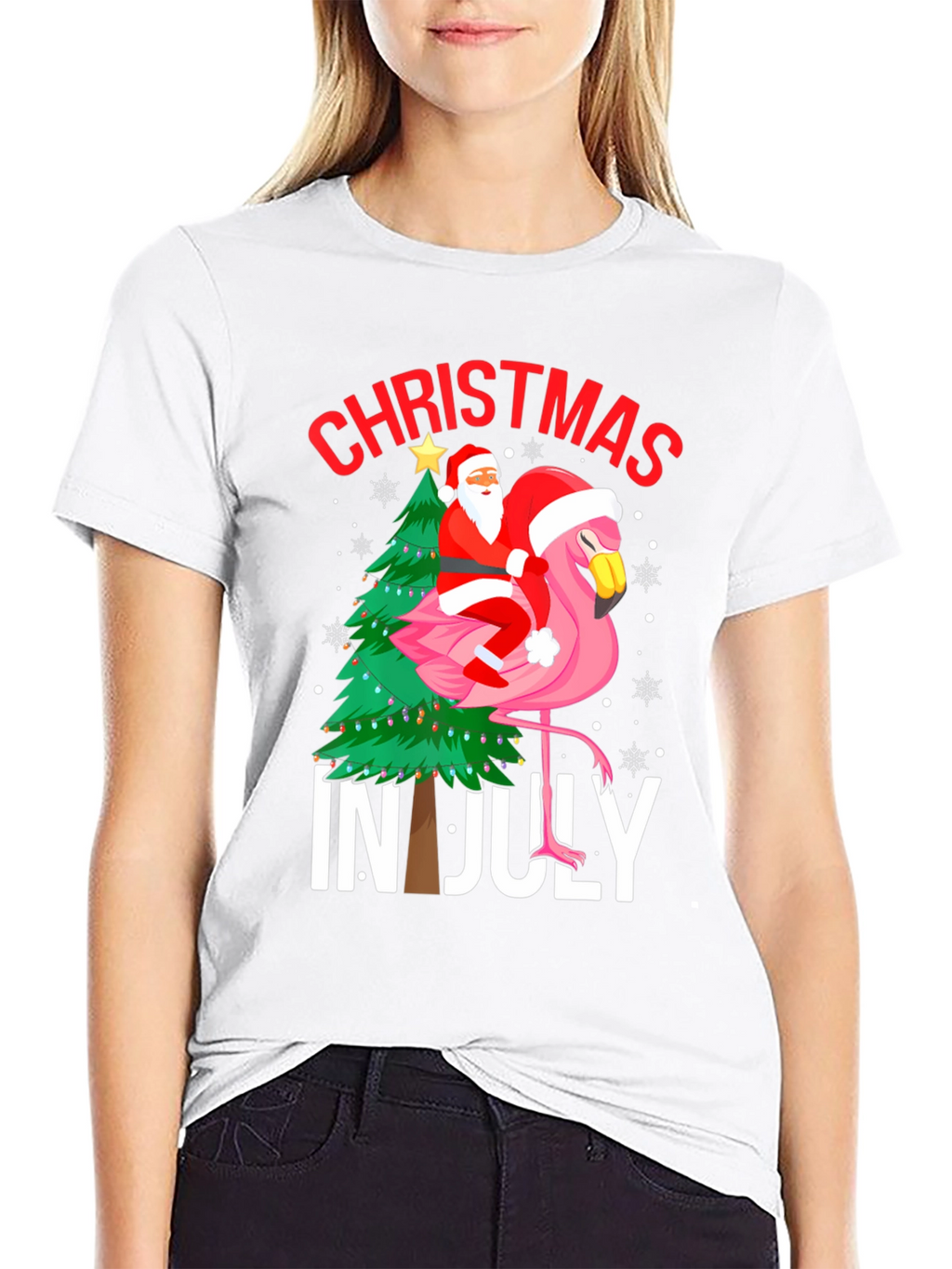 Christmas in July Flamingo Graphic Tee